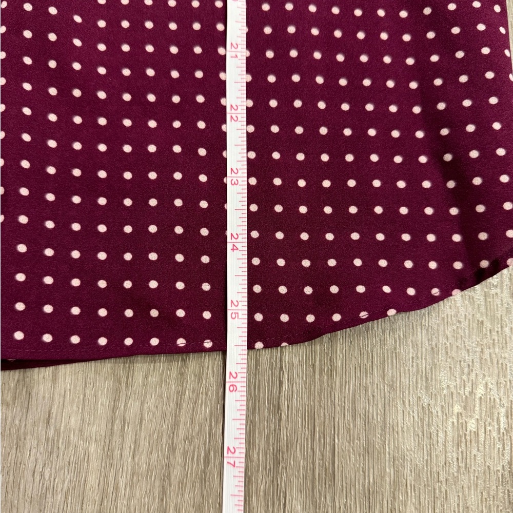J. Crew Blouse Women Size 12 Purple Polka Dot V-Neck Flutter Cap Sleeve Shirt - Picture 7 of 9